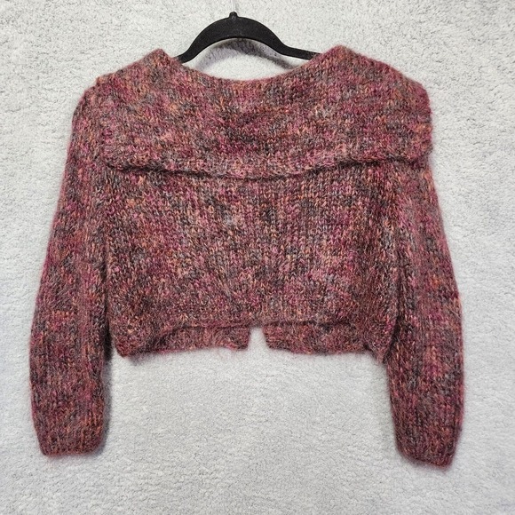 Rickie Freeman Teri Jon Nites Mohair Should Shaw Cardigan Sweater Medium Pink - Picture 5 of 5